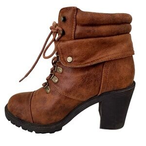 Torrid Faux Leather Block Heel Lace Up Boots